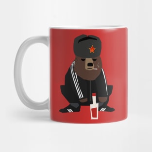 Gopnik bear squatting on the street Mug